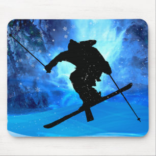 Winter Landscape and Freestyle Skier Mouse Pad