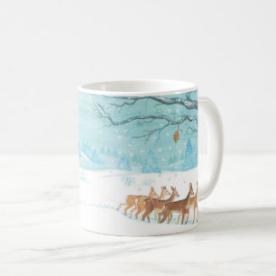 Winter landscape and Roe deers Coffee Mug