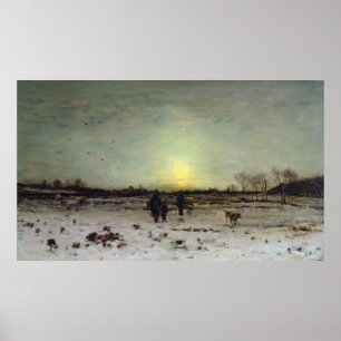 Winter Landscape at Sunset Poster
