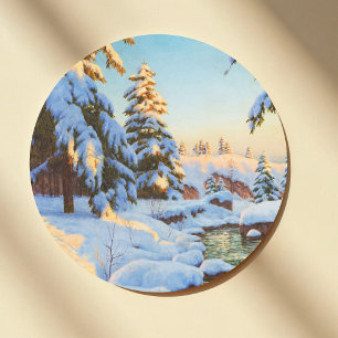 Winter landscape, Bessonof  Classic Round Sticker
