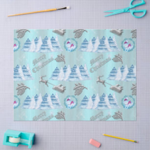 Winter Landscape Blue Christmas Tissue Paper
