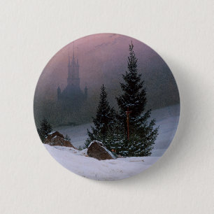 Winter Landscape (by Caspar David Friedrich) 6 Cm Round Badge