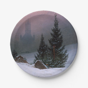Winter Landscape (by Caspar David Friedrich) Paper Plate
