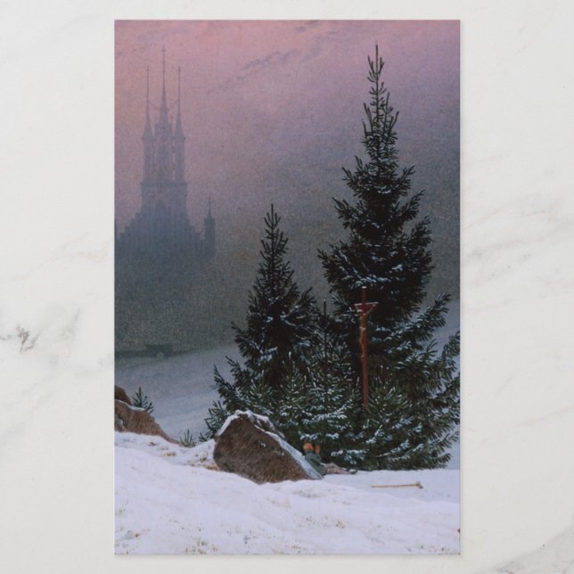 Winter Landscape (by Caspar David Friedrich) Stationery (Front)