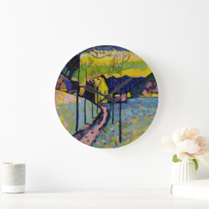 Winter Landscape by Wassily Kandinsky Large Clock