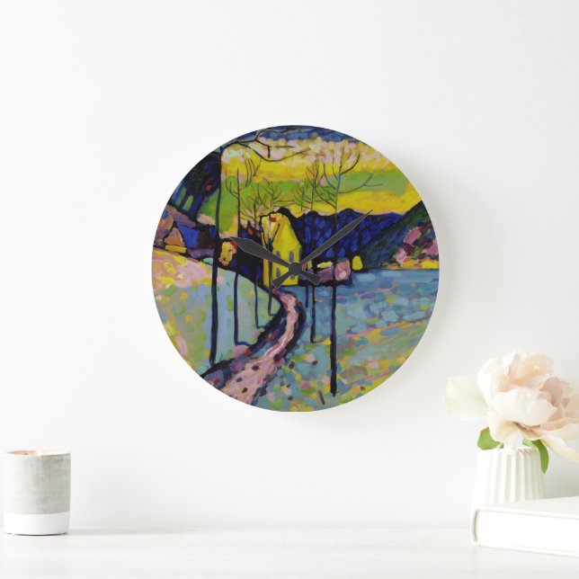 Winter Landscape by Wassily Kandinsky Large Clock (Home)