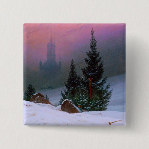 Winter Landscape Caspar David Friedrich 15 Cm Square Badge