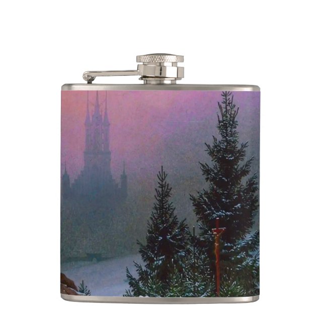 Winter Landscape Caspar David Friedrich Hip Flask (Front)