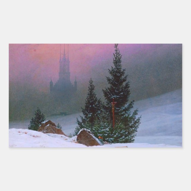 Winter Landscape Caspar David Friedrich Rectangular Sticker (Front)