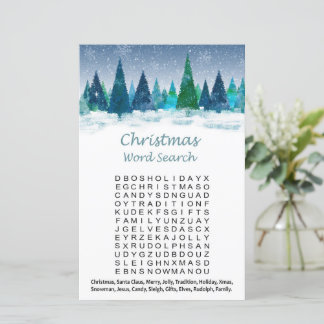 Winter landscape christmas word search game