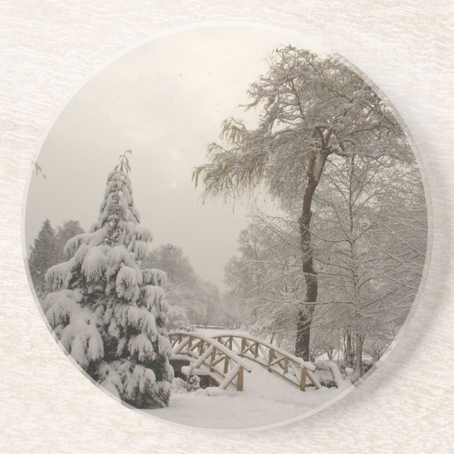Winter Landscape Coaster Snow Covered Bridge  Gift (Front)