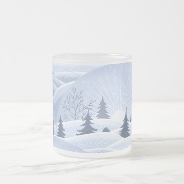 Winter landscape frosted glass coffee mug (Center)