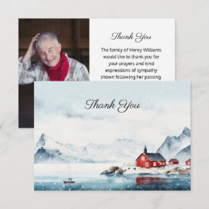 Winter Landscape Funeral Photo Memorial Thank You Card