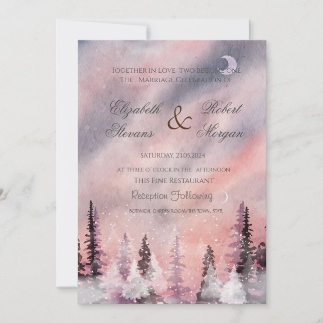 Winter Landscape Greenpine Forest Wedding Invitation (Front)