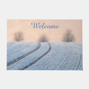 Winter Landscape Hoarfrost Personalised Welcome Doormat