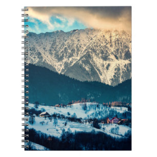 Winter landscape in Carpathian Mountain. Bran, Rom Notebook