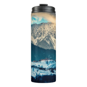 Winter landscape in Carpathian Mountain. Bran, Rom Thermal Tumbler