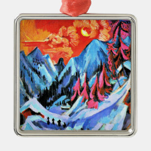 Winter Landscape in Moonlight by Ernst Kirchner, Metal Tree Decoration
