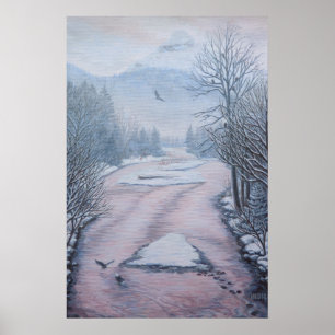 Winter Landscape Painting 9 Eagles Cheakamus River Poster