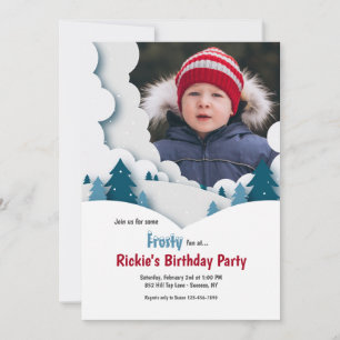 Winter Landscape Photo Birth Party Invitation
