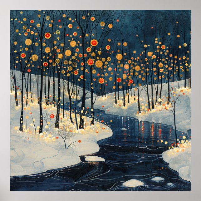  Winter Landscape River River Impressionist Style Poster (Front)