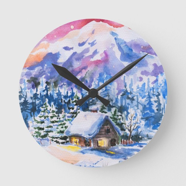 Winter landscape round clock (Front)