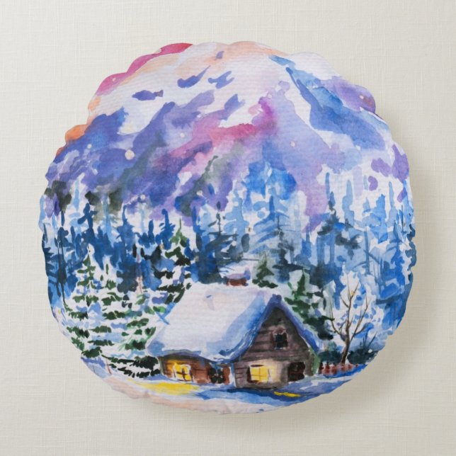 Winter landscape round cushion (Front)