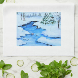 Winter Landscape Scene Tea Towel