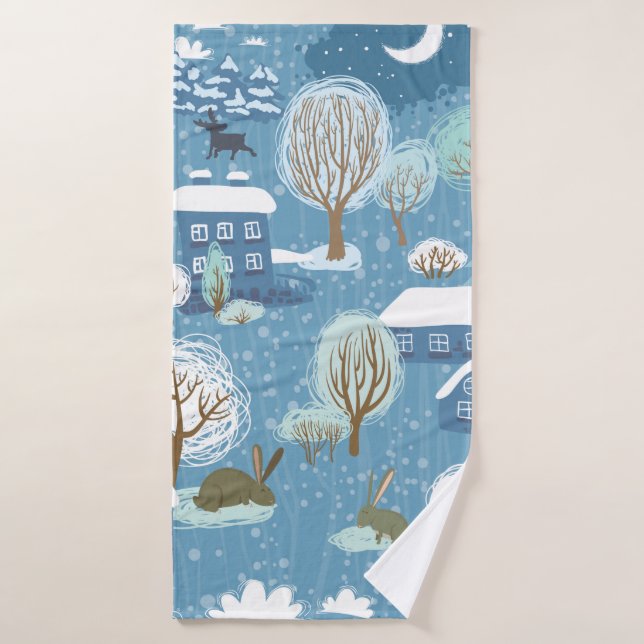 Winter landscape seamless pattern bath towel (Bath Towel)