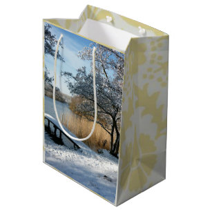 Winter Landscape, snow-covered scene. Medium Gift Bag
