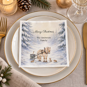 Winter Landscape Snow Forest Christmas Party Napkin