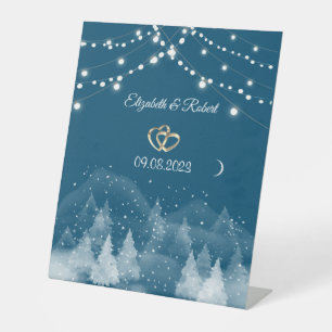 Winter Landscape Snow Wedding Pedestal Sign