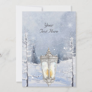 Winter landscape snowy forest holiday card