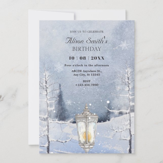 Winter landscape snowy forest  invitation (Front)