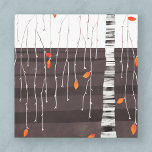 Winter Landscape Tree Art Canvas Print<br><div class="desc">The Last of the Leaves.  Minimalist contemporary landscape painting featuring a tree in late autumn or fall,  at the beginning of winter with bright colourful falling leaves on a monochrome black and white abstract background. Original art by Nic Squirrell.</div>