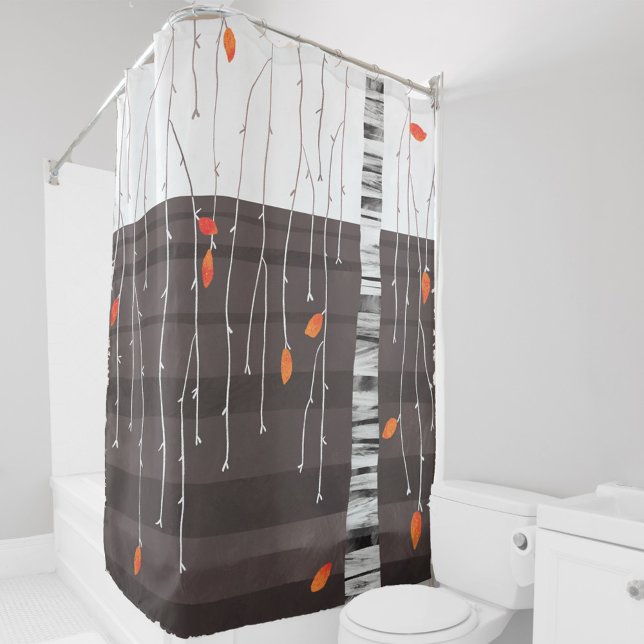 Winter Landscape Tree Art Shower Curtain (Abstract winter tree art shower curtain)