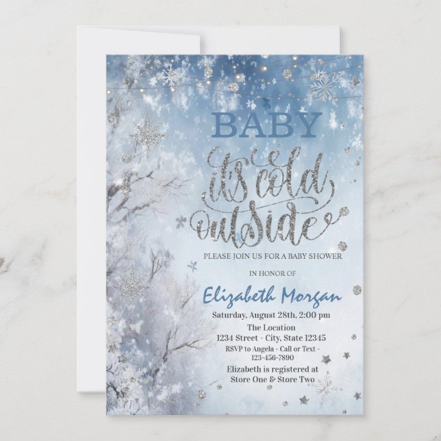 Winter Landscape Tree Baby Shower Invitation (Front)