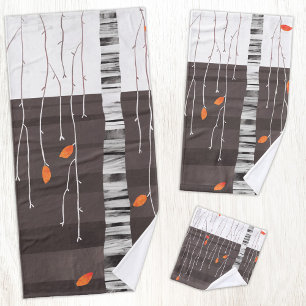 Winter Landscape Tree Painting Bath Towel Set