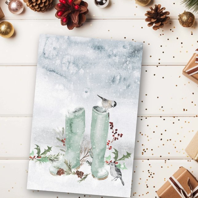 Winter Landscape Watercolor Birds Boots  Tissue Paper (Creator Uploaded)