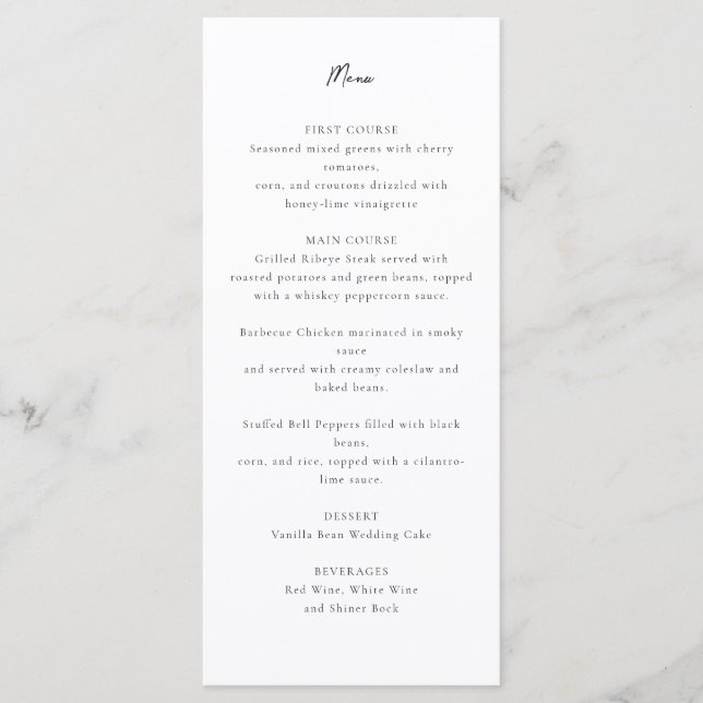 Winter landscape wedding menu (Front)