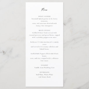 Winter landscape wedding menu