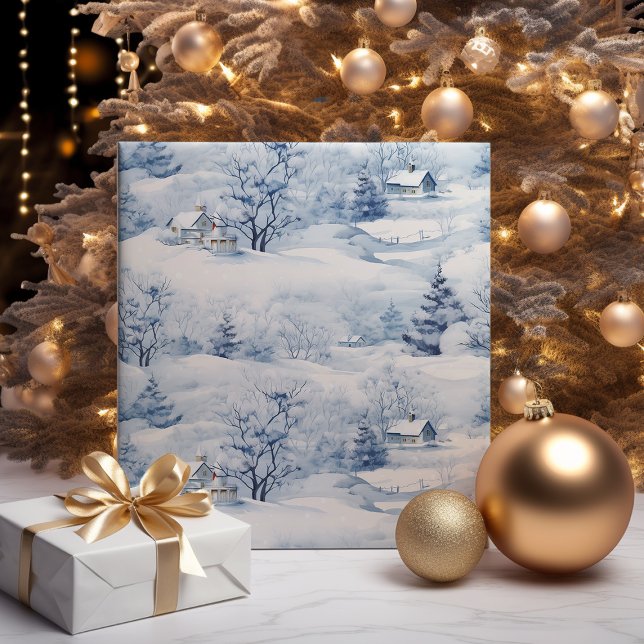 Winter Landscape White Christmas Modern  Wrapping Paper (Creator Uploaded)