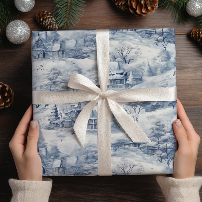 Winter Landscape White Christmas Modern  Wrapping Paper (Creator Uploaded)