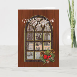 Winter Landscape Window Christmas Card
