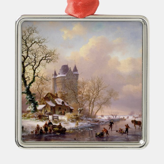 Winter Landscape with a Castle Metal Tree Decoration (Front)