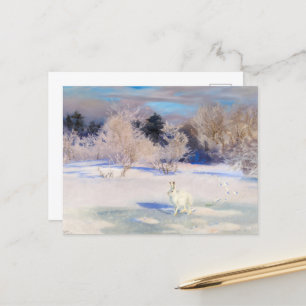 Winter Landscape with a White Hare by B. Liljefors Holiday Postcard