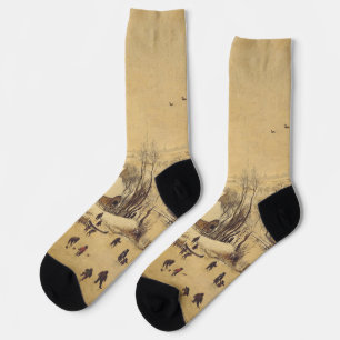Winter landscape with bird trap by Pieter Brueghel Socks