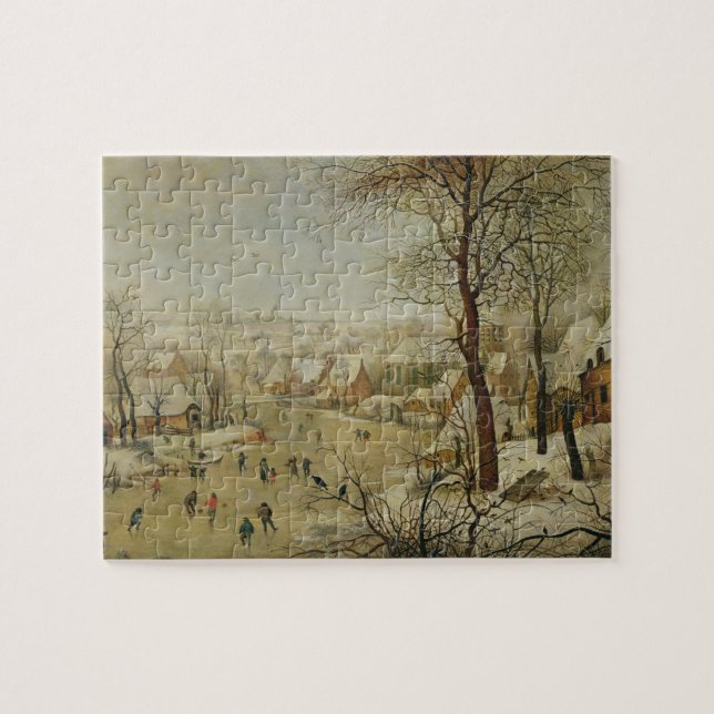 Winter Landscape with Bird Trap (oil on panel) Jigsaw Puzzle (Horizontal)