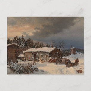 Winter Landscape With Farmhouse In Häme Postcard