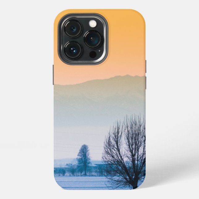 Winter Landscape with Golden Sky iPhone Case (Back)